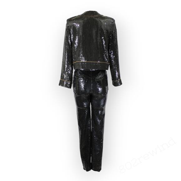 XS/S 80s Vintage Jeanette for St Martin Sequin Zipper Jacket & Pant Kastenberg - Picture 3 of 16